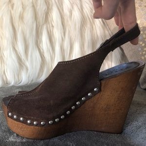 Brown Wooden Wedges (Size 6.5)